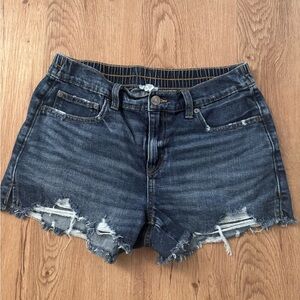 aerie Dark Blue Distressed Denim Cutoff Shorts